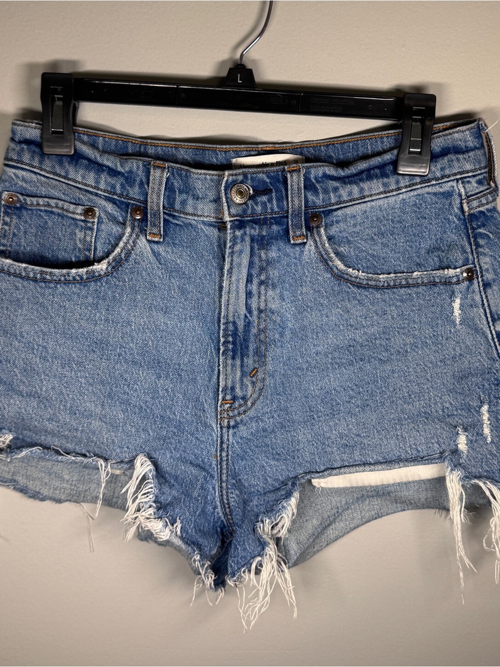 Abercrombie & Fitch Light‎ Blue Distressed Denim Shorts